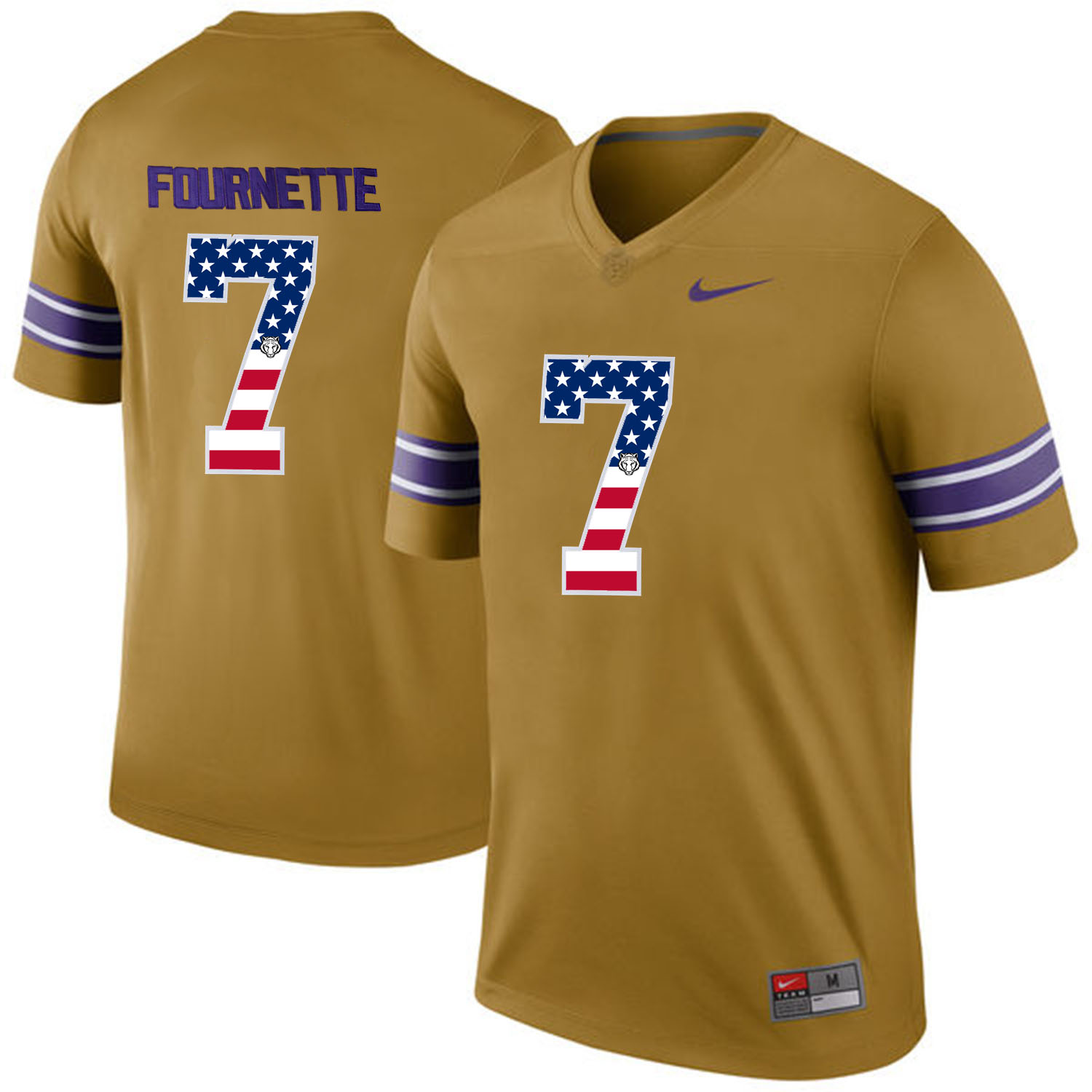 US Flag Fashion  Men LSU Tigers Leonard Fournette #7 College Football Limited Legend Jersey  Gridiron Gold